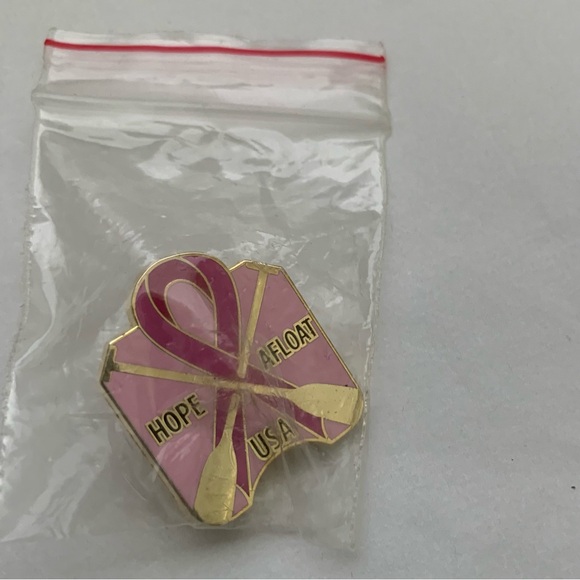 🔴 Vintage Breast Cancer Pink Ribbon Hope Afloat USA Lapel Pins + Pinbacks NIB - Picture 3 of 7